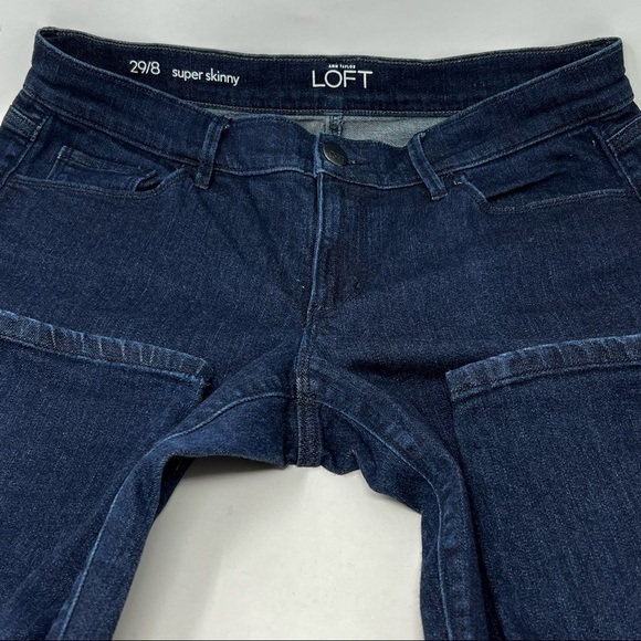Ann Taylor Loft Super Skinny Dark Indigo Wash Mid Rise Straight Leg Jeans 29 8 - Picture 4 of 9